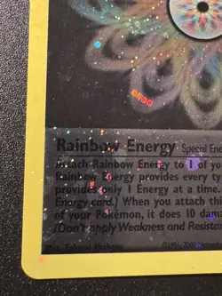 Rainbow Energy WoTC League Promo Pokemon Card Cosmos Holo Bleed Rare Swirl MP - Image 5