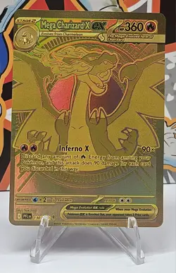 2025 Pokemon Phantasmal Flames TCG MEGA CHARIZARD X EX GOLD Full Art 130/094 - Image 1
