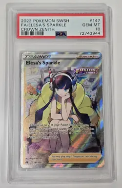 2023 Pokemon SWSH Crown Zenith Elesas Sparkle Full Art #147 PSA Gem Mint 10 - Image 1