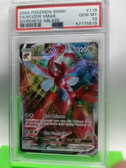 2020 Pokemon SWSH Full Art Scizor VMAX Darkness Ablaze PSA 10 - Image 1