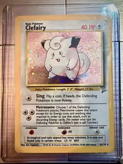 Pokemon TCG Clefairy 6/130 Base Set 2 Holo Unlimited Rare - Image 1