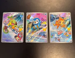 Pokemon First Partner Illustration Rare Turtwig Chimchar Piplup 30th Anniversary - Image 1