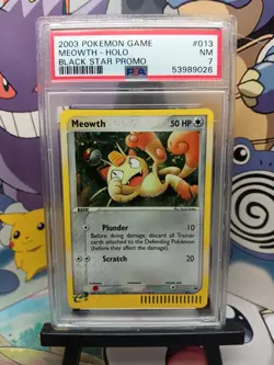 2003 POKEMON BLACK STAR PROMO #013 MEOWTH-HOLO PSA 7 NM - Image 1