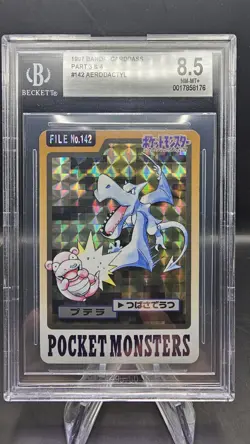 1997 Pokemon Japanese Pocket Monsters Carddass Prism Aerodactyl #142 BGS 9 MINT - Image 1