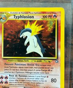 Pokemon Typhlosion Neo Genesis 17 Holo Unlimited Rare Swirl TCG - (FRENCH) - Image 3