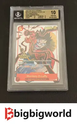 One Piece CCG Monkey.D.Luffy 3rd Anniversary Event Winner Promo ST01-012 BGS 10 - Image 1
