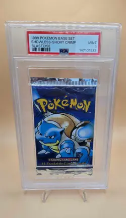 PSA 9 1999 Pokemon Base Set Blastoise Pack Shadowless Short Crimp WOTC - Image 1
