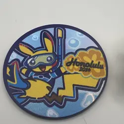 2024 Honolulu Pokemon World Championships Snorkel Pikachu Pin And Coin - Image 3
