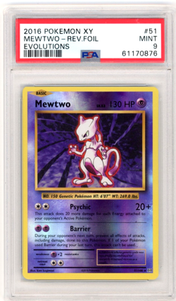 Pokemon 2016 XY Evolutions Mewtwo Rev. Foil PSA 9 - Image 1