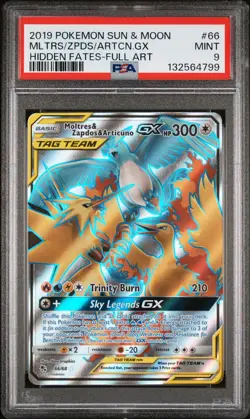 PSA 9 66/68 Japanese Pokemon Moltres/Zapdos/Articuno Hidden Fates 2019 - Image 1