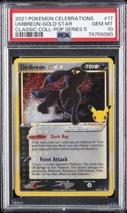 2021 POKEMON CELEBRATIONS CLASSIC COLL #17 UMBREON-GOLD STAR PSA 10 - Image 1