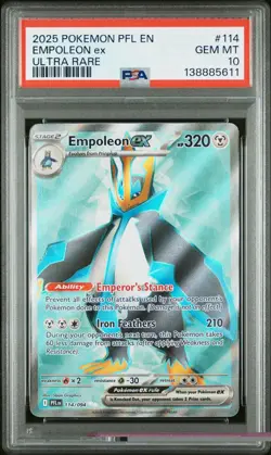 2025 POKEMON PFL EN-PHANTASMAL FLAMES ULTRA RARE #114 EMPOLEON EX PSA 10 GEM MT - Image 1