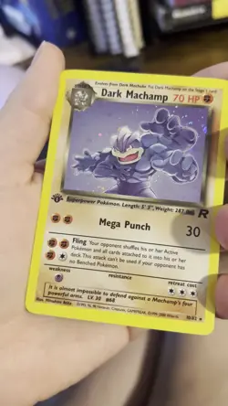 Pokemon 1st Edition Dark Machamp 10/82 Team Rocket Holo Swirl WOTC Vintage - Image 2
