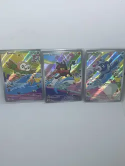 Pokemon First Partner set of three, Rowlet, Litten, and Poplio full art - Image 1