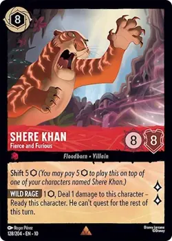 Disney Lorcana TCG Whispers in the Well Shere Khan - Fierce and Furious 128/204 - Image 1