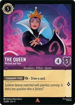 Disney Lorcana TCG Fabled - The Queen - Wicked and Vain Rare 35/204 - Image 1