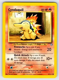 Cyndaquil 57/111 2000 Neo Genesis Pokemon Card TCG Vintage WOTC Nintendo Lp/Vlp - Image 1