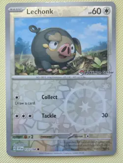 Pokemon Card - Lechonk Pokemon Center Promo 155/198 Reverse Holo - Image 1