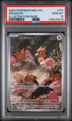 Spearow 151/132 Illustration Rare Holo Mega Evolution 2025 Pokemon PSA 10 - Image 1