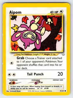 Aipom 41/64 Neo Revelation Pokemon Card TCG Nintendo Vintage WOTC Common - Lp - Image 1