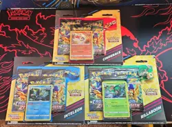 Pokemon TCG- 2023 Set of 3 CROWN ZENITH 3 Pack Blister Pin Collection Sealed New - Image 1
