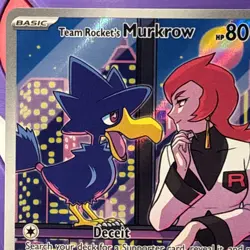 Pokemon TCG Team Rocket's Murkrow 200/182 Destined Rivals Illustration Rare NM - Image 5
