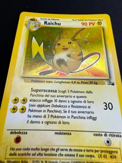 Pokemon Raichu 14/62 Fossil Rara Holo Unlimited Wizards ITA Carte Vintage - Image 4