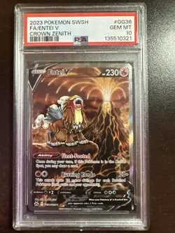 Entei V GG36/GG70 Pokemon TCG Crown Zenith PSA 10 GEM MINT - Image 1