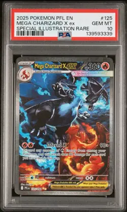 2025 POKEMON PFL SPECIAL ILLUSTRATION RARE #125 MEGA CHARIZARD X EX PSA 10 - Image 1