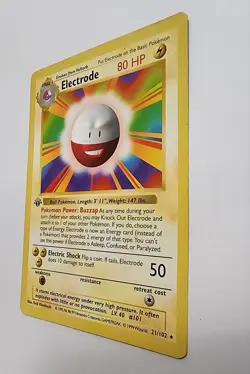Pokemon TCG Electrode 1st Edition Base Set Shadowless Rare 021/102 - Image 2