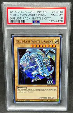 Yugioh PSA 8 NM-MT Blue-Eyes White Dragon DPBC-EN016 Ultra Rare 1st Ed S#7428 - Image 1