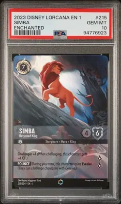 Disney Lorcana EN-1 The First Chapter #215 Simba Echanted - Returned King PSA 10 - Image 1
