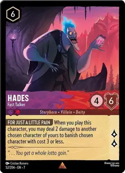 Disney Lorcana TCG - Archazia's Island - Hades - Fast Talker - Rare 52/204 - Image 1