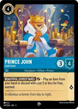 Disney Lorcana TCG - Shimmering Skies - Prince John - Gold Lover - 147/204 - Image 1