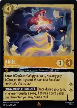 17/204 ARIEL ETHEREAL VOICE EN10 RARE DISNEY LORCANA CARD - Image 1