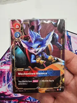 Riftbound Plated Metal Rumble Mechanized Menace Prize Wall Card - Image 1
