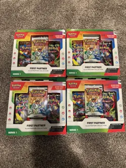 Pokemon TCG First Partner Illustration Collection Series 1 Promo Box Lot of 4 - Image 1