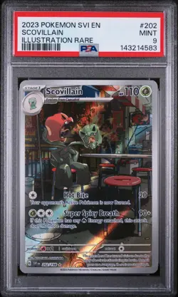 2023 POKEMON SVI EN ILLUSTRATION RARE #202 SCOVILLAIN PSA 9 (FREE SHIPPING!) - Image 1