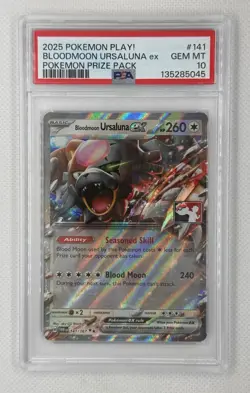 2025 POKEMON PLAY! BLOODMOON URSALUNA ex POKEMON PRIZE PACK #141 PSA 10 GEM MT - Image 1
