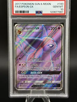 PSA 10 Espeon GX Full Art 140/149 Sun & Moon Base Pokemon - Image 2