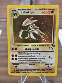 Pokemon TCG Kabutops 9/62 Fossil Holo MP Free Shipping! - Image 1