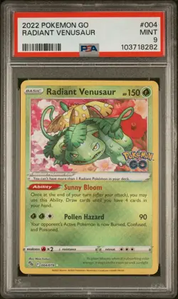 2022 Pokemon Go Radiant Venusaur Holo 004 Rare PSA 9 - Image 1