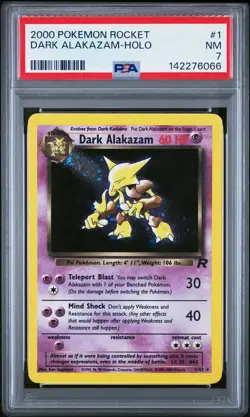 2000 POKEMON ROCKET #1 DARK ALAKAZAM-HOLO PSA 7 - Image 1