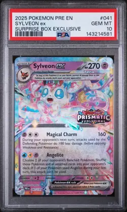 2025 POKEMON PRISMATIC EVOLUTIONS STAMPED #041 SYLVEON EX PSA 10 (FREE S&H) - Image 1