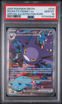 2025 POKEMON DRI EN-DESTINED RIVALS #234 TEAM ROCKET'S CROBAT EX PSA 10 - Image 1