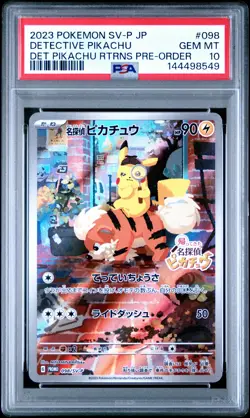 2023 POKEMON JPN SV-P PROMO #098 DETECTIVE PIKACHU PSA 10 - Image 1