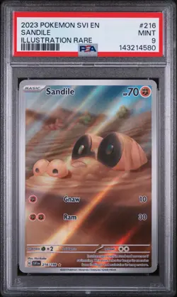 2023 POKEMON SCARLET & VIOLET ILLUSTRATION RARE #216 SANDILE PSA 9 (FREE S&H) - Image 1