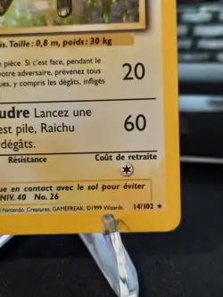 FRENCH Raichu Holo 14/102 Pokemon Base Set WOTC (FRENCH Language) Heavy Play - Image 5