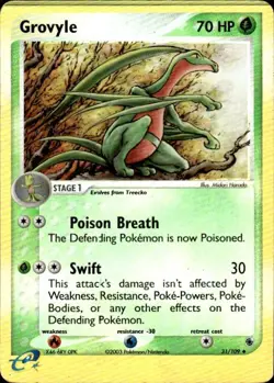 Pokemon Reverse Holo Grovyle Ruby and Sapphire 31/109 Near Mint NM - Image 1