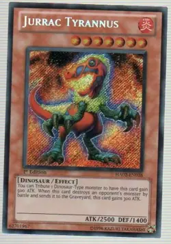 Lightly Played, English Yu Gi Oh Jurrac Tyrannus - HA02-EN038 - Secret Rare - 1s - Image 1